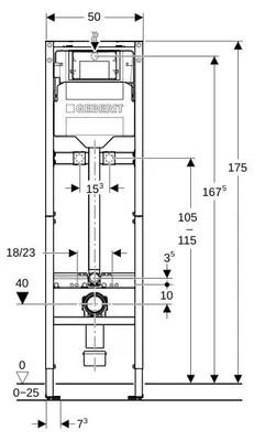 Produktbild von Geberit Duofix Element für Ausgussbecken 175 cm mit Sigma UP-Spülkasten 12 cm 111565002