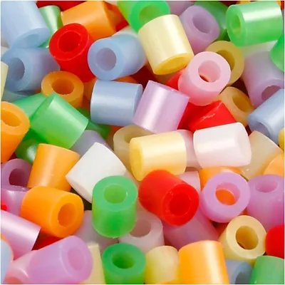 Produktbild von Bügelperlen, Größe 5x5 mm, Lochgröße 2,5 mm, medium, Perlmuttfarben, 6000 sort./ 1 Pck [HOB-752621]