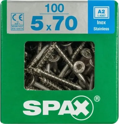 Obrázok produktu pre SPAX 4197000500706, Skrutka, Nerezová oceľ, Drevo, plochá hlava, Torx, Nerezová oceľ