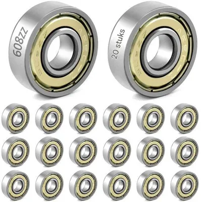 Produktbild von Miniatur-Kugellager-Set - Met Metallgehäuse - Doppelabdichtung - 20er Pack - 8x22x7 mm - Für Skateboards, Scooter, Inline Skates
