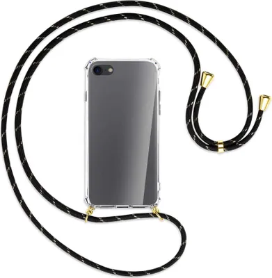 Produktbild von Handykette Backcover-Schutzhülle mit Band (Metall goldfarben) für Apple iPhone 7, iPhone 8 - schwarz/gold