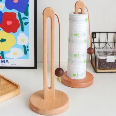 Produktbild von Küchenrollenhalter aus Holz – freistehend – für Standard- und große Rollen – für Küche und Esstisch