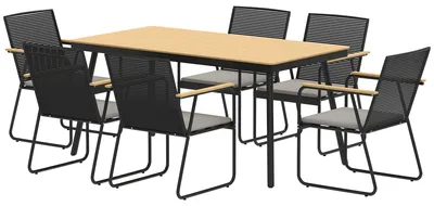 Produktbild von Outsunny Sitzgruppe 7-teilig Metall Essgruppe für 6 Personen Esstisch mit Tisch