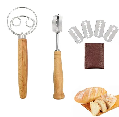 Image de Couteau à pain avec 5 lames, couteau de boulanger, pour la cuisine, trancheur à pâte