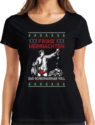 Produktbild von Frohe Weihnachten Sarkasmus - Ugly Christmas Sweater Damen T-Shirt, Schwarz, M