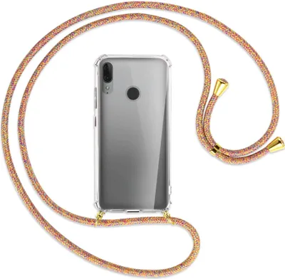 Produktbild von Handykette Backcover-Schutzhülle mit Band (Metall goldfarben) für Motorola Moto E6 Plus - Rainbow