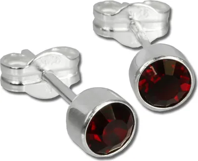 Produktbild von SilberDream Ohrstecker für Damen 925 Silber rot Zirkonia Ohrringe 5mm SDO503D