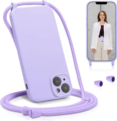 Obrázok produktu pre Puzdro na mobilný telefón pre iPhone 12 puzdro s popruhom Puzdro na mobilný telefón reťazová ochrana fotoaparátu, fialová