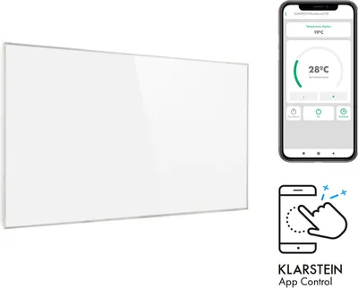 Produktbild von Klarstein Infrarotheizung mit Thermostat, 450W Elektroheizung, Smart Home Infrarotheizung zur Wandmontage, IR mit IoT/WiFi App-Control, Feuchtraum Flach-Heizkörper, CO2-Freie Wand Heizung