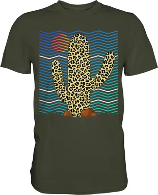 Produktbild von Retro Leopard Kaktus T-Shirt – Urban Khaki / M