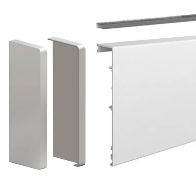 Produktbild von SLID'UP 190 Glas Blende inkl. Kappen, 201 cm, silber