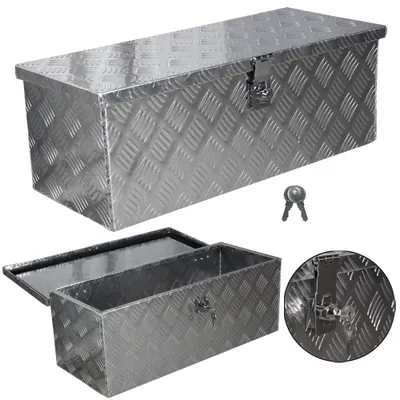 Produktbild von Trucky Truckbox, Deichselbox Aluminium, Anhängerbox 15 Größen, Werkzeugkiste mit Schloss und Schlüssel, stabil und wasserdicht, Boxentyp:D050 (68 x 31 x 25 cm)