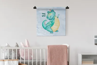 Produktbild von MuchoWow® Wandteppich Wandbehang Dinosaurier - Zitate - Kinderzimmer - Jungen - Mädchen - Kinder 60x60 cm Tapisserie Dekoration Wandtuch - Dekorationen - Wand Decke