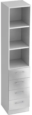 Produktbild von Regal 5 OH 40,6x42x200,4cm 4 Schübe Sockelblende Griff RE Weiß/Silber