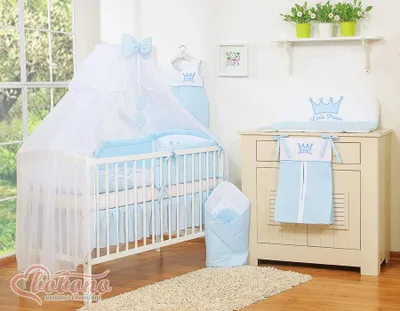 Immagine prodotto di Zanzariera grande per culla in chiffon bianco con anelli e fiocco - blu