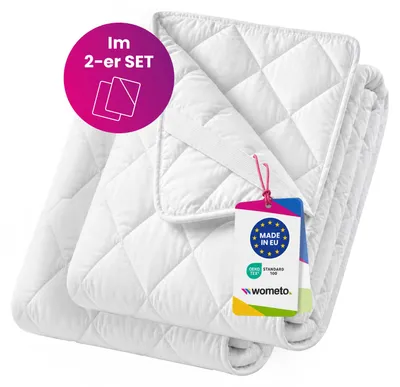 Produktbild von wometo 2er Set Matratzenschoner wattierte Matratzenauflagen ca. 90x200 - Mikrofaser mit praktischen Eckgummis,