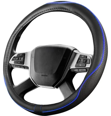 Image de Housse de volant Upgrade4cars, 44-46 cm, couleur bleue | Protège-volant universel | Housse de volant pour l'été et l'hiver | Accessoire automobile, décoration intérieure