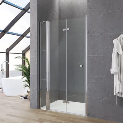 Produktbild von AQUABATOS Nischentür Dusche 140 x 187 cm Duschwand Drehfalttür 5 mm Sicherheitsglas Klar Duschabtrennung mit Acryl Duschablagen
