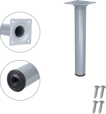 Produktbild von Möbelfuss Silber ø 30mm Tischbein Möbelstempel Sofafuss Stahl Möbelstütze rund Tischfuss 200mm