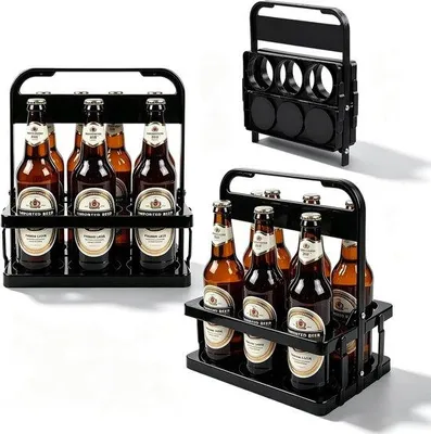 Produktbild von Flaschenhalter für 6 Flaschen, Set aus 2 zusammenklappbaren Flaschenhaltern mit