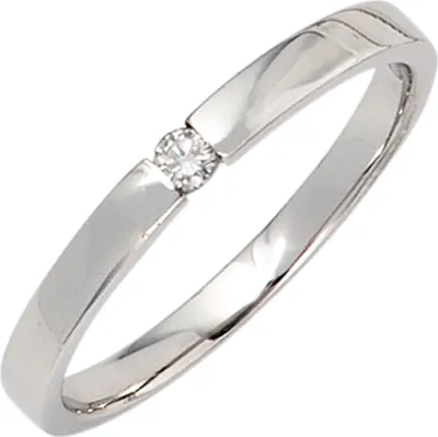 Produktbild von JOBO Damen Ring 585 Gold Weißgold 1 Diamant Brillant 0,05ct. Goldring Größe 52