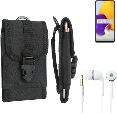 Produktbild von K-S-Trade Holster Schutz Hülle kompatibel mit Samsung Galaxy A72 Gürteltasche Handy Hülle Tasche outdoor Seitentasche schwarz 1x + Kopfhörer