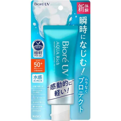 Obrázek produktu pro Bioré UV Aqua Rich Watery Essence Opalovací krém SPF 50+ PA++++ – 70 ml – Japonská sluneční ochrana – Lehká gelová textura, vodě- a potuodolná