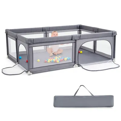 Produktbild von GOPLUS Baby Laufstall mit 50 Spielbällen, Krabbelgitter für Kleinkinder & Säulinge, stabiler Laufgitterzelt mit atmungsaktivem Netz