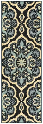 Läufer 61 x 183 cm Persisch Blau rutschfest waschbar Medaillon Blumenmuster