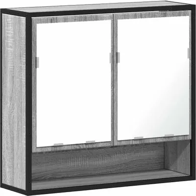 Immagine prodotto di vidaXL Armadio a specchio per bagno Grigio Sonoma 65x20x60 cm Materiale a base di legno