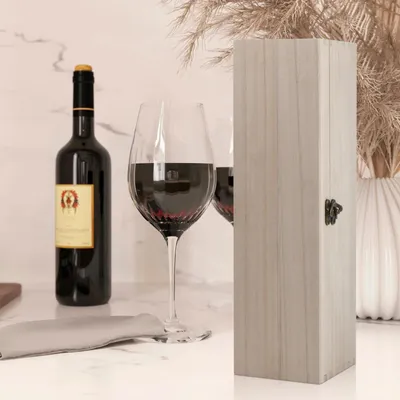 Weingeschenkbox aus Holz, 1 Flasche, 35 x 9,8 x 10 cm
