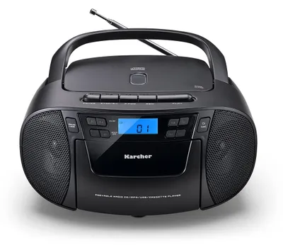 Obrázok produktu pre Prenosné rádio Karcher RR 5045 (CD prehrávač, kazetový prehrávač, FM rádio, USB / AUX-In) čierne