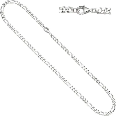 Produktbild von JOBO Figarokette 925 Silber diamantiert 60 cm Kette Halskette Silberkette Karabiner