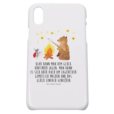 Produktbild von Mr. & Mrs. Panda Iphone 10 Handyhülle Bär & Marienkäfer Lagerfeuer - Weiß - Geschenk, X, Teddy, Handycover, Handy, Hülle