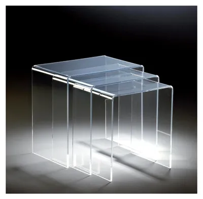 Produktbild von Acryl-Glas Dreisatztisch, klar, 44 x 29,5 cm, H 42,5 cm und 39 x 29,5 cm, H 40,5 cm und 34 x 29,5 cm, H 38,5 cm, Acryl-Glas-Stärke 8 mm