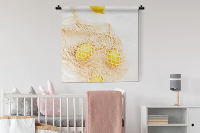 Produktbild von MuchoWow® Wandteppich Wandbehang Sommer - Tasche - Zitrone 90x90 cm Tapisserie Dekoration Wandtuch - Wandaufhänger