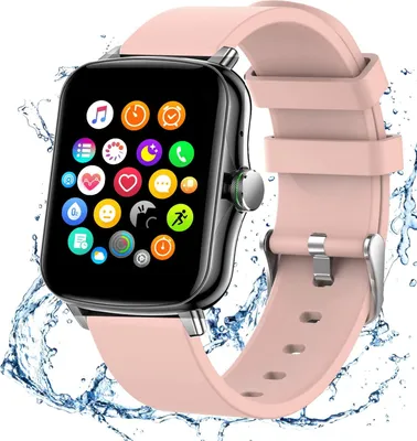 Produktbild von Chytré hodinky s funkcí volání přes Bluetooth, vodotěsné fitness hodinky s krytím IP67, pro iOS a Android, růžové
