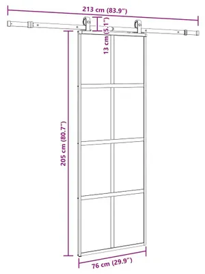 Zdjęcie produktu dla vidaXL Drzwi przesuwne z okuciem czarne 76x205 cm szkło hartowane