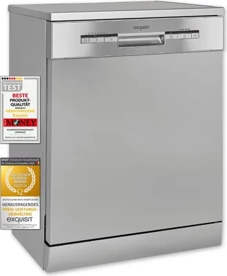 Produktbild von Exquisit Geschirrspüler GSP9313-030E silber | Spülmaschine 60 cm | ECO-Modus | Maßgedecke: 13 | Startzeitvorwahl | Standgerät