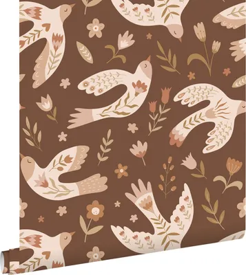 Produktbild von ESTAhome Tapete Blumen und Vögel Braun 50 x 900 cm