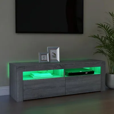 Image de Maison Exclusive - Meuble TV avec éclairage LED Gris Sonoma 120x35x40 cm