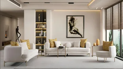 Produktbild von Elegante Weiße Couchgarnitur Stilvolle Polstersofas Designer Sessel