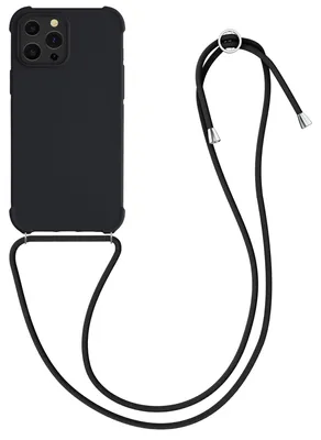 Produktbild von kwmobile Necklace Case kompatibel mit Apple iPhone 13 Pro Max Hülle - Cover mit Kordel zum Umhängen - Silikon Schutzhülle Schwarz