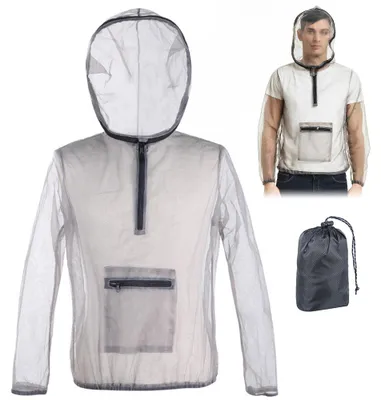 Obrázok produktu pre Outdoorová ultraľahká sieťová bunda s kapucňou, chrániaca pred hmyzom. Priehľadné sieťové tričko na ochranu pred hmyzom, vhodné na kempovanie, turistiku, rybolov, záhradkárstvo
