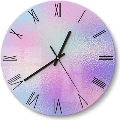 Produktbild von DEQORI Glasuhr Ø30 cm Römisch 'Milchglas vor Pastell' Wanduhr Glas Uhr Design leise