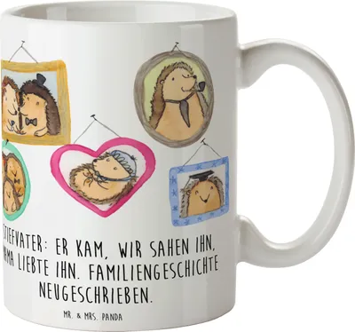 Produktbild von Mr. & Mrs. Panda Tasse Stiefvater Liebe - Weiß - Geschenk, Verwandte, Kaffeetasse, Dankbarkeit, Kaffeebecher, Familie, Keramiktasse, persönliche Erinnerungen, Teetasse