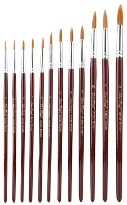 Produktbild von 12er-Set Aquarellpinsel aus Nylonhaar – Pinsel für Kunst und Malerei (runde Spitze)