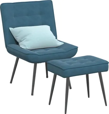 Image de Chaise de relaxation avec tabouret Bleu Velours