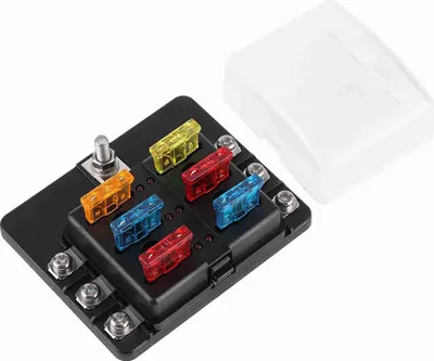 Produktbild von Sicherungshalter, PBT-Box, 6-Wege-Blockplatine mit LED-Anzeige für Auto, Marine, Boot, Yacht
