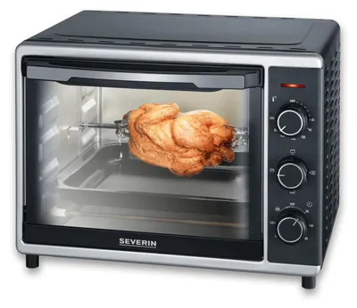 Produktbild von Severin Back- und Toastofen mit Umluftfunktion, Mini Backofen mit Grillrost und Backblech, 30 L Kapazität, 0-230°C, 1.600 W, silber /schwarz, TO 2056